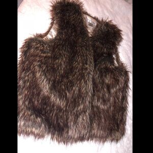 Wd.ny brown faux fur vest.